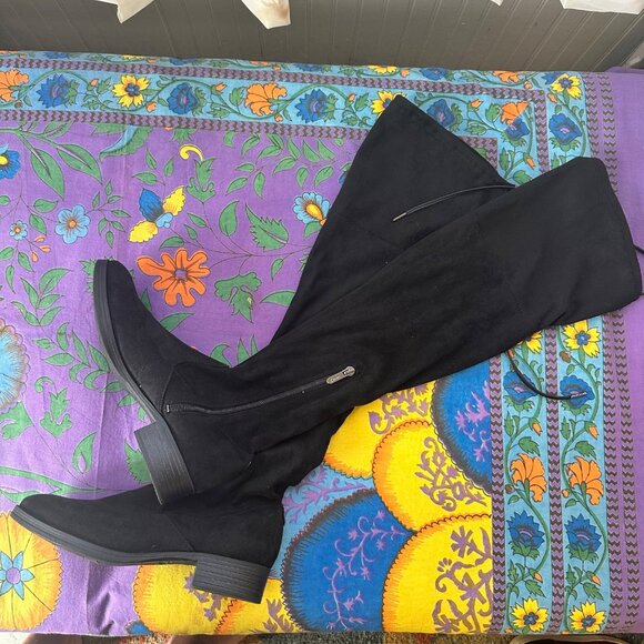 Circus sam Edelman 8 solid black knee high boots zipper pull on soft - Picture 5 of 8